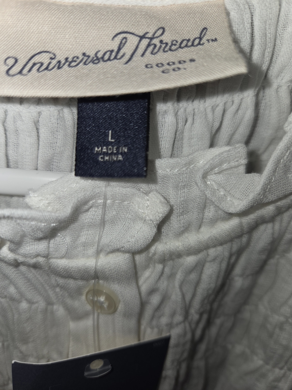 Universal Thread White Smocked Ruffle Button-Front Blouse - Picture 2 of 3